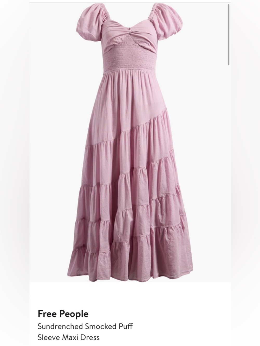 Free People Pink Tiered Smocked Maxi Dress